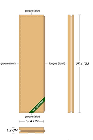 detil konstruksi t&G lantai kayu parket tipe SP SP 1250 x 254