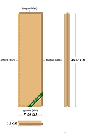 detil konstruksi t&G lantai kayu parket tipe SP SP 1250 x 304