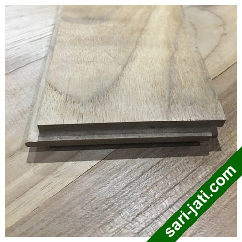 Flooring lantai kayu jati perhutani I grade A ukuran 1,5 x 9 cm model SF 1590