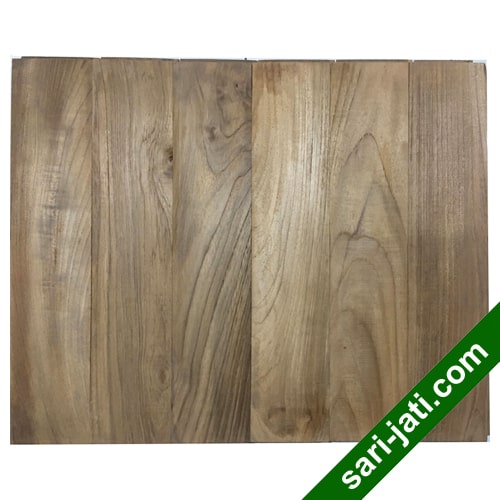 Flooring lantai kayu jati perhutani I grade A ukuran 1,5 x 9 cm model SF 1590