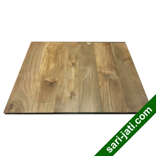 Flooring lantai kayu jati perhutani I grade B ada putih ukuran 1,5 x 9 cm model SF 1590