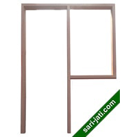 Harga kusen pintu jendela gendong knock-down dari kayu kamper murah model SDWJ 1A1