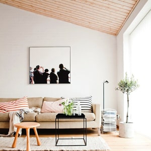 Living room wood ceiling