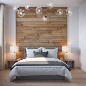 Minimalist bedroom wood wall design