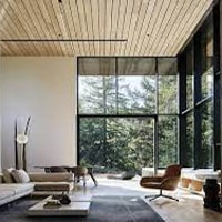 Minimalist living room wood ceiling design