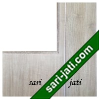 Detil pintu teakwood variasi lubang kaca 1 kotak dan alur nad keliling dan horisontal FS 1D5