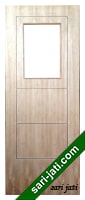 Pintu double plywood teakwood variasi lubang kaca 1 kotak dan alur nad keliling dan horisontal FS 1D5